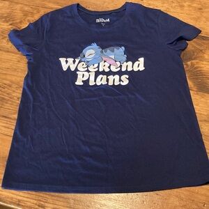 Disney Blue Short Sleeve Tee Casual Graphic